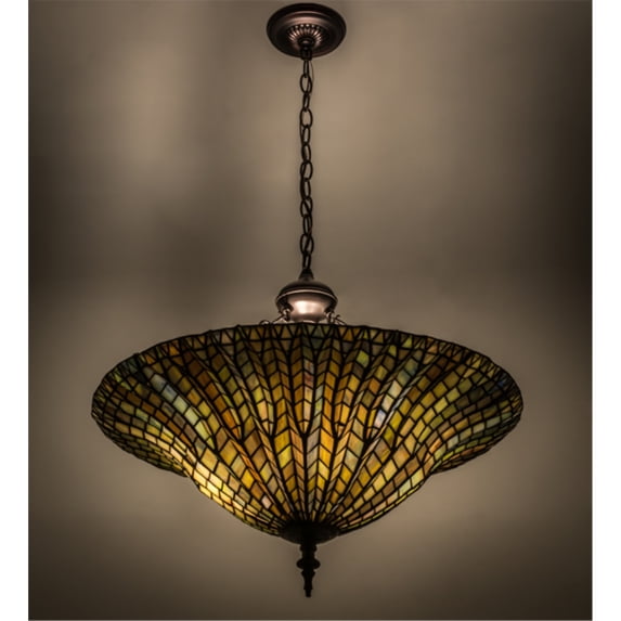 24"W Tiffany Lotus Leaf Inverted Pendant