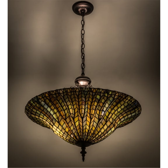 24"W Tiffany Lotus Leaf Inverted Pendant