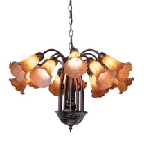 24" Wide Amber Tiffany Pond Lily 12 Light Chandelier