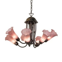 Meyda Lighting 24" Wide Purple Tiffany Pond Lily 7 Light Chandelier