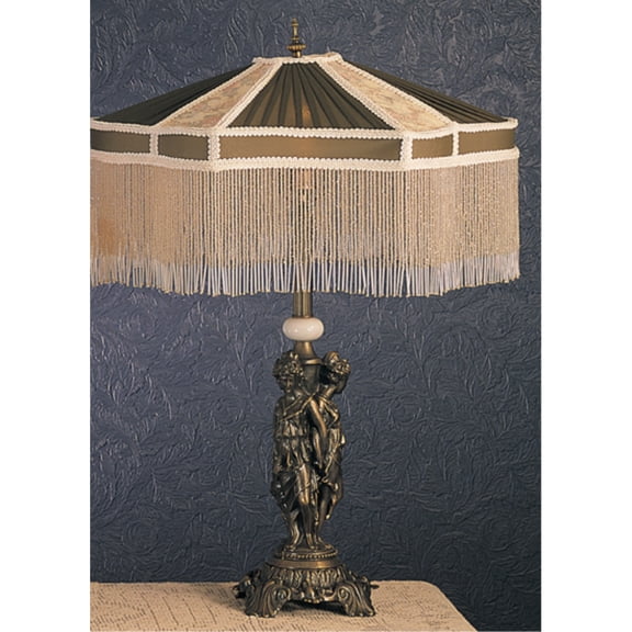 28"H Fabric & Fringe Persian Table Lamp