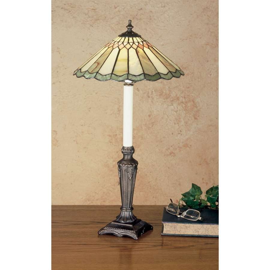 Moss Green and Coral Jadestone 23" Buffet Lamp with Bronze Base