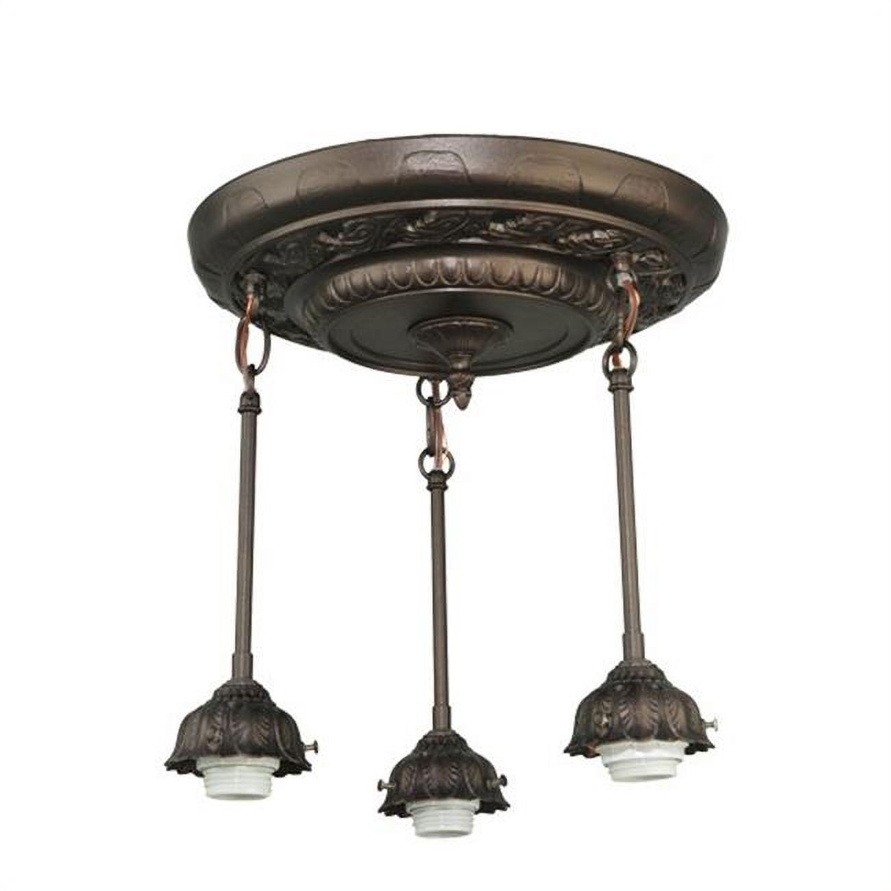 Vintage Globe Bronze 3-Light Ceiling Pendant with Glass Shades