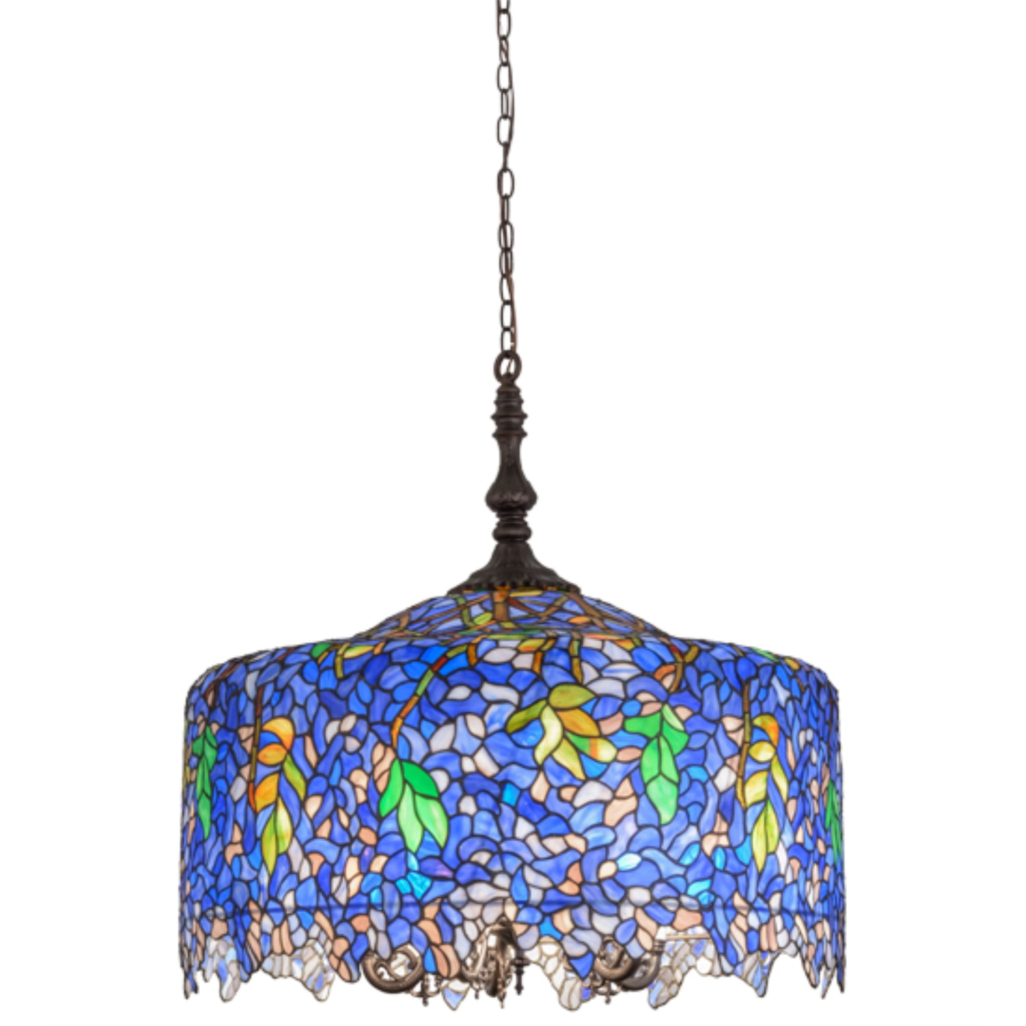 Meyda 30" Bronze Wisteria Art Glass Drum Chandelier - Indoor/Outdoor