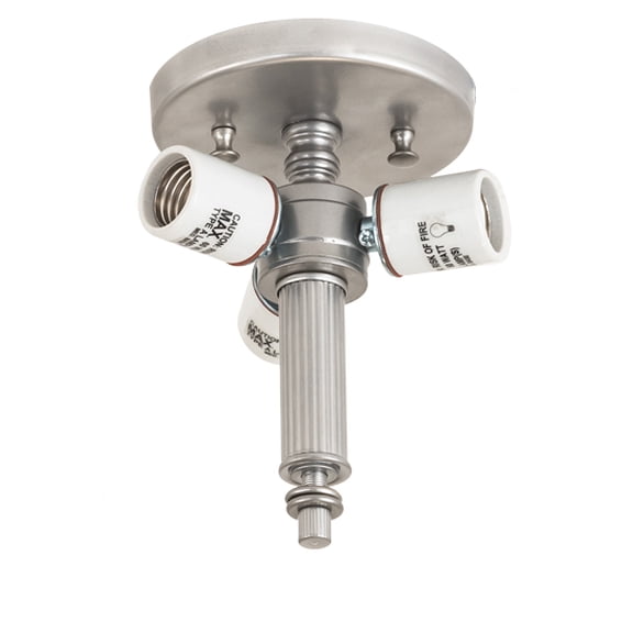 Meyda Tiffany 193640 Transitional Three Light Flushmount Hardware from Seneca collection in Pwt, Nckl, B/S, Slvr. finish, 5.00 inches