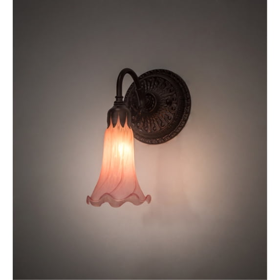 Meyda Tiffany 216932 Pink Pond Lily 10" Tall Wall Sconce - MultiColor