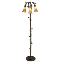Meyda Lighting 58" High Amber/Purple Tiffany Pond Lily 3 Light Floor Lamp