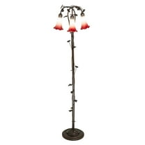 Meyda Lighting 58" High Pink/White Tiffany Pond Lily 3 Light Floor Lamp