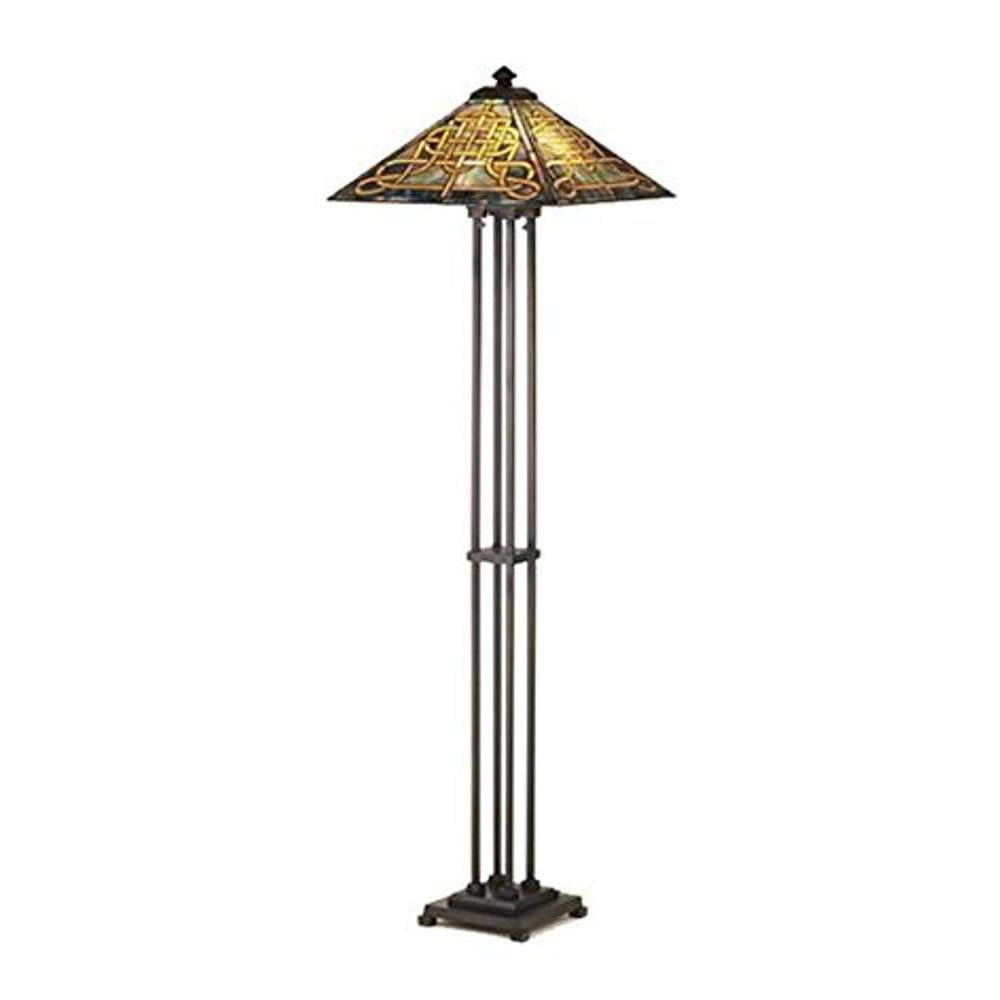 Bronze Knotwork 63" Stained Glass Floor Lamp