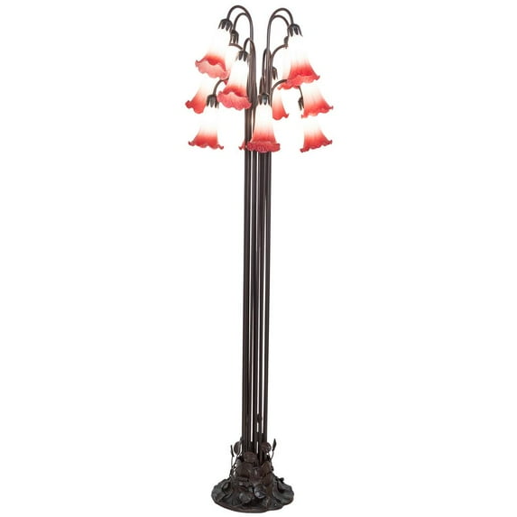 Meyda Lighting 63" High Pink Tiffany Pond Lily 12 Light Floor Lamp