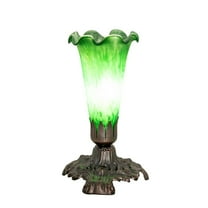 Meyda Lighting 7" High Green Tiffany Pond Lily Victorian Mini Lamp