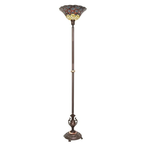 Meyda Lighting 74" High Tiffany Peacock Feather Torchiere