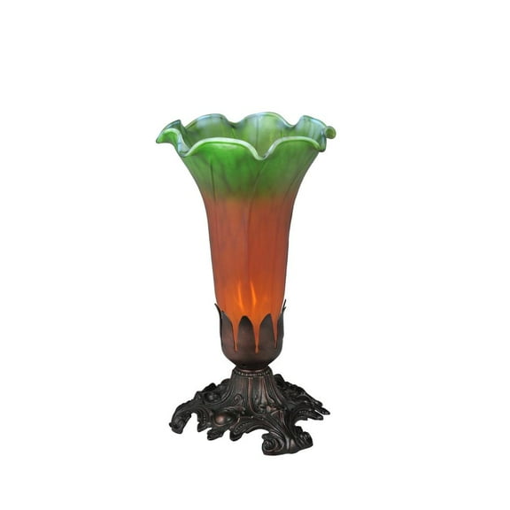 Meyda Lighting 8"H Amber/Green Pond Lily Accent Lamp