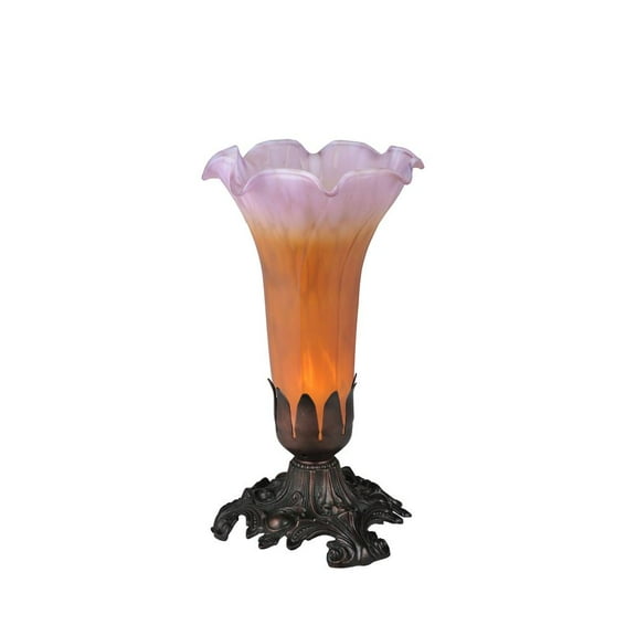 Meyda Lighting 8"H Amber/Purple Tiffany Pond Lily Accent Lamp