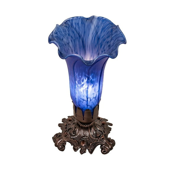 Meyda Lighting 8" High Blue Tiffany Pond Lily Victorian Accent Lamp