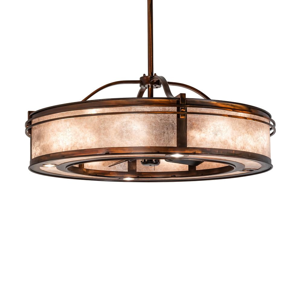 Mahogany Bronze Victorian Pendant Light with Stained Glass Shade