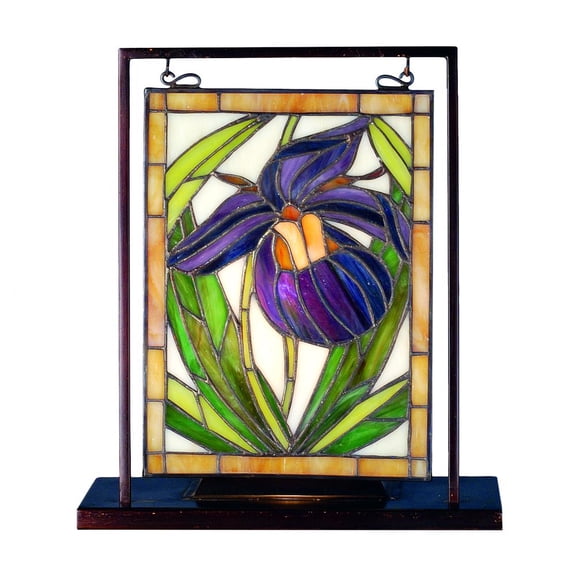 Meyda Lighting 9.5"W X 10.5"H Lady Slippers Lighted Mini Tabletop Window