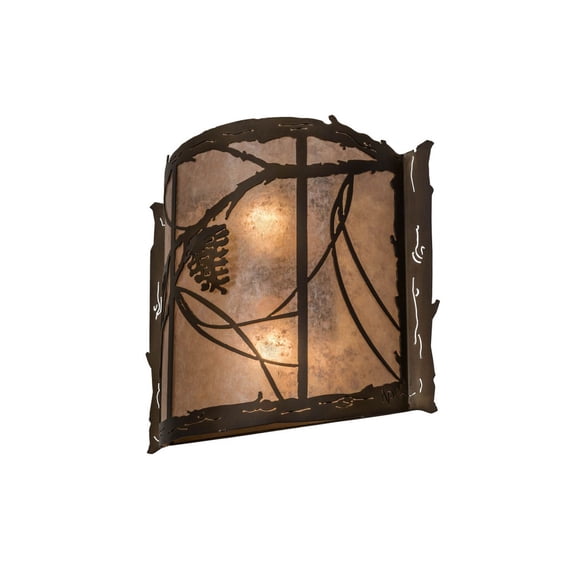 Meyda Tiffany 32794 15 Inch W Whispering Pines Wall Sconce Antique Copper Finish with Silver Mica Glass
