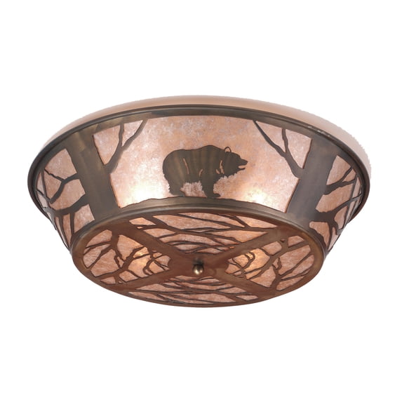 Meyda Tiffany 10011 22" W Grizzly Bear On The Loose Flush Mount Ceiling Fixture - Copper