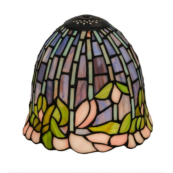 Meyda Tiffany 10535 Tiffany Flowering Lotus 7" Tall Lamp Shade - Pink / Purple / Blue