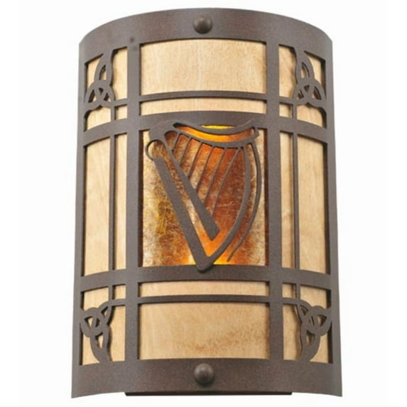 Meyda Tiffany 108827 Celtic Harp 2 Light 12" Tall Wall Sconce - Cafe Noir