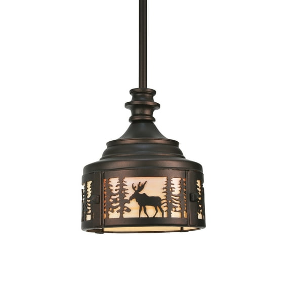 Meyda Tiffany 110017 8" W Moose At Dusk Mini Pendant - MultiColor