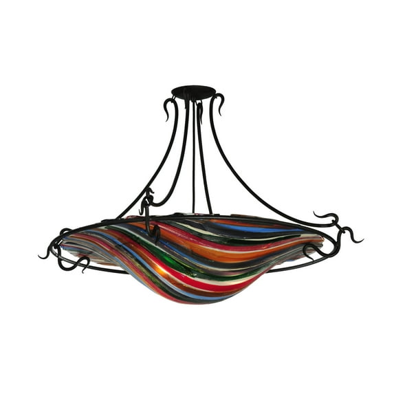 Meyda Tiffany 110963 36" W Fused Glass Semi-Flushmount Ceiling Fixture - MultiColor