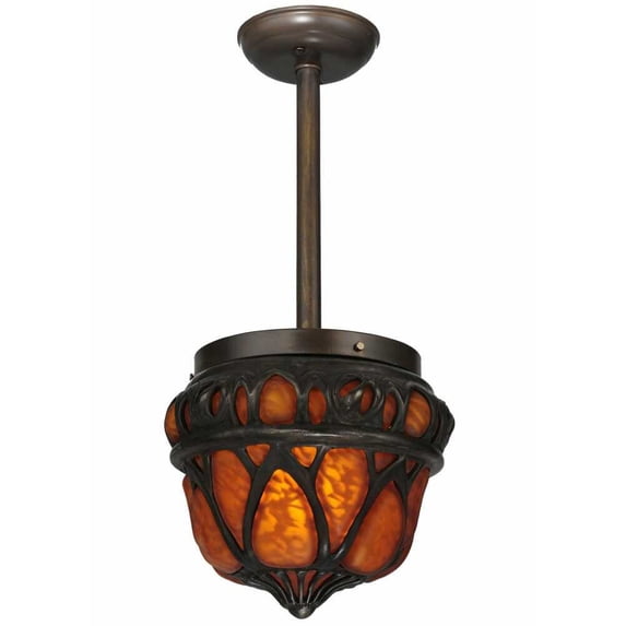 Meyda Tiffany 113402 9" W Gothic Crown Inverted Pendant - Amber
