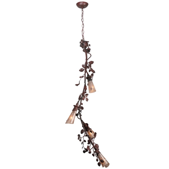 Meyda Tiffany 114383 16" W Vinca Vine 4 Light Chandelier - Rust / Wrought Iron / Silver