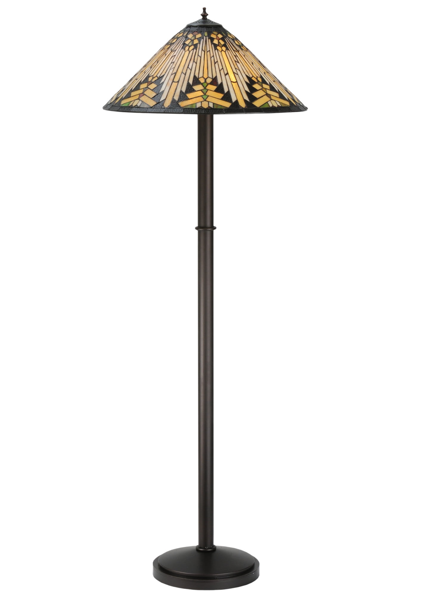 Nuevo Mission 63" Bronze Floor Lamp with Stained Glass Shade