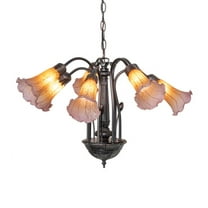 Meyda Tiffany 11674 Amber/Purple Tiffany Pond Lily 7 Light 24" Wide Chandelier -