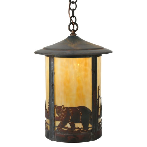 Meyda Tiffany 117454 12" W Fulton Northwoods Bear Creek Pendant - Beige