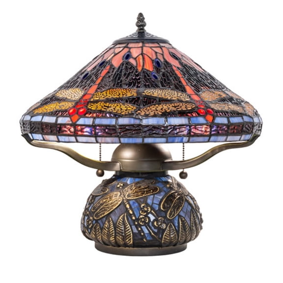 Meyda Tiffany 118749 16 inch H Tiffany Dragonfly Cone Table Lamp