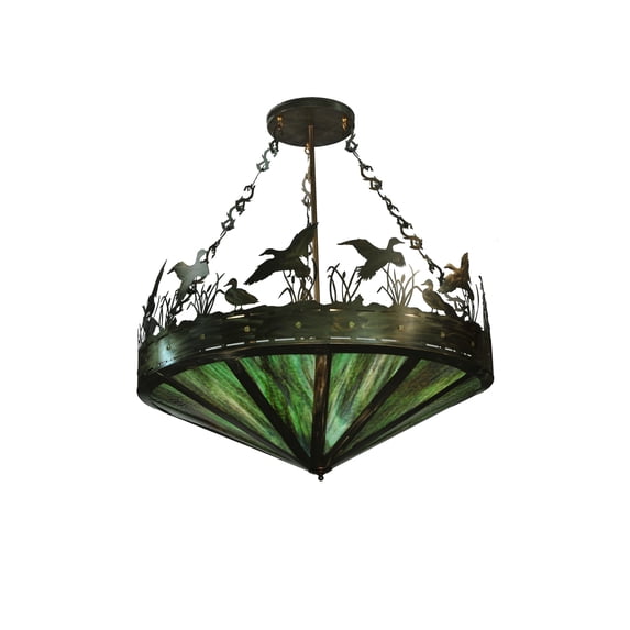 Meyda Tiffany 11907 Ducks In Flight 9 Light 60" Wide Pendant - Copper