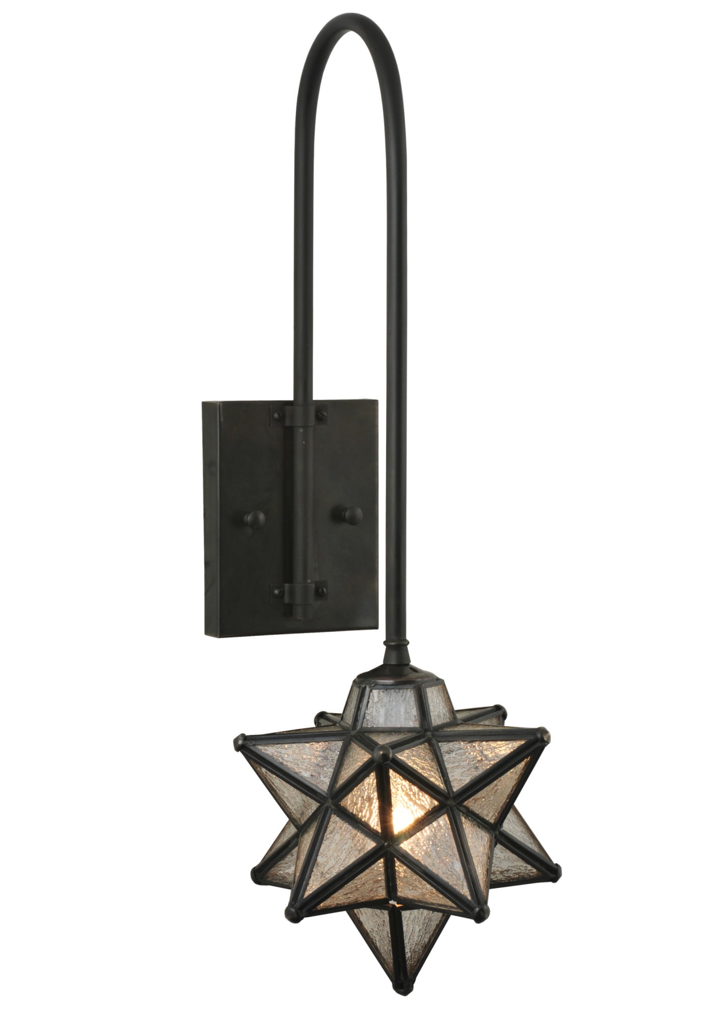 Moravian Bronze and Clear Seedy Glass Wall Sconce