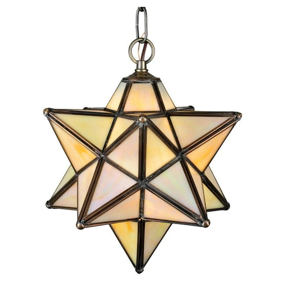 12 Inch Wide moravian star beige iridescent Pendant