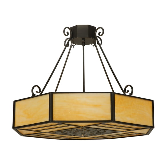 Meyda Tiffany 123525 32.25" W Lakeside Octagon Semi-Flushmount Ceiling Fixture - Bronze