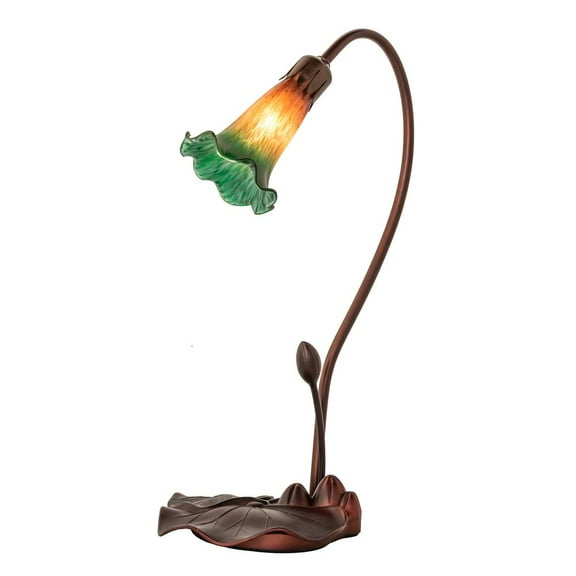 Meyda Tiffany - 12386 - One Light Accent Lamp - Amber/Green Pond Lily - Bronze-19pack
