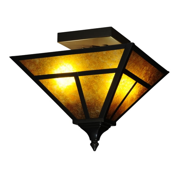 Meyda Tiffany 124635 13" Square "T" Mission Flush Mount Ceiling Fixture - Red