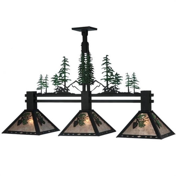 Meyda Tiffany 124867 45" L Winter Pine 3 Light Island Chandelier - Green