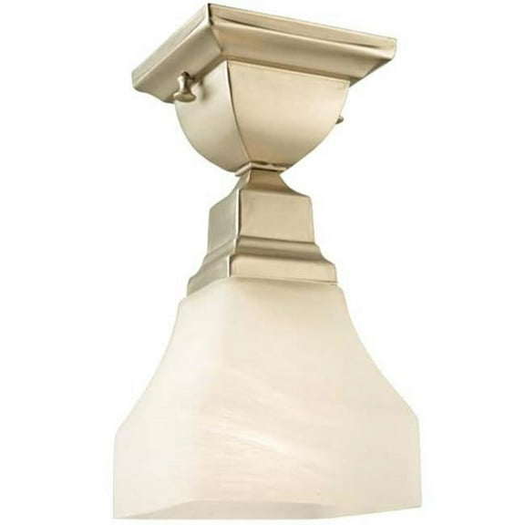 MEYDA 129075 5 in. Square Bungalow Alabaster Swirl 1 Light Flushmount - White