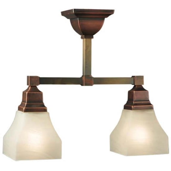 Meyda Tiffany 129083 Bungalow 2 Light 16" Wide Semi-Flush Linear Ceiling Fixture - Copper