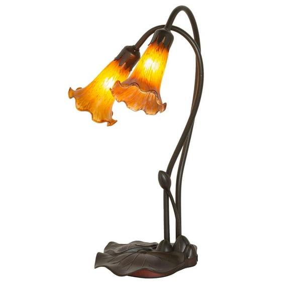 Meyda Tiffany - 12980 - Two Light Accent Lamp - Amber Pond Lily - Bronze-23pack