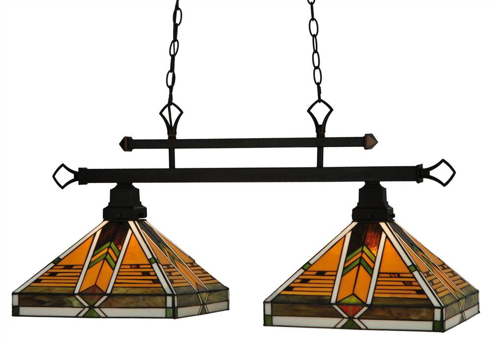 Abilene 2-Light Mahogany Bronze and Glass Island Pendant