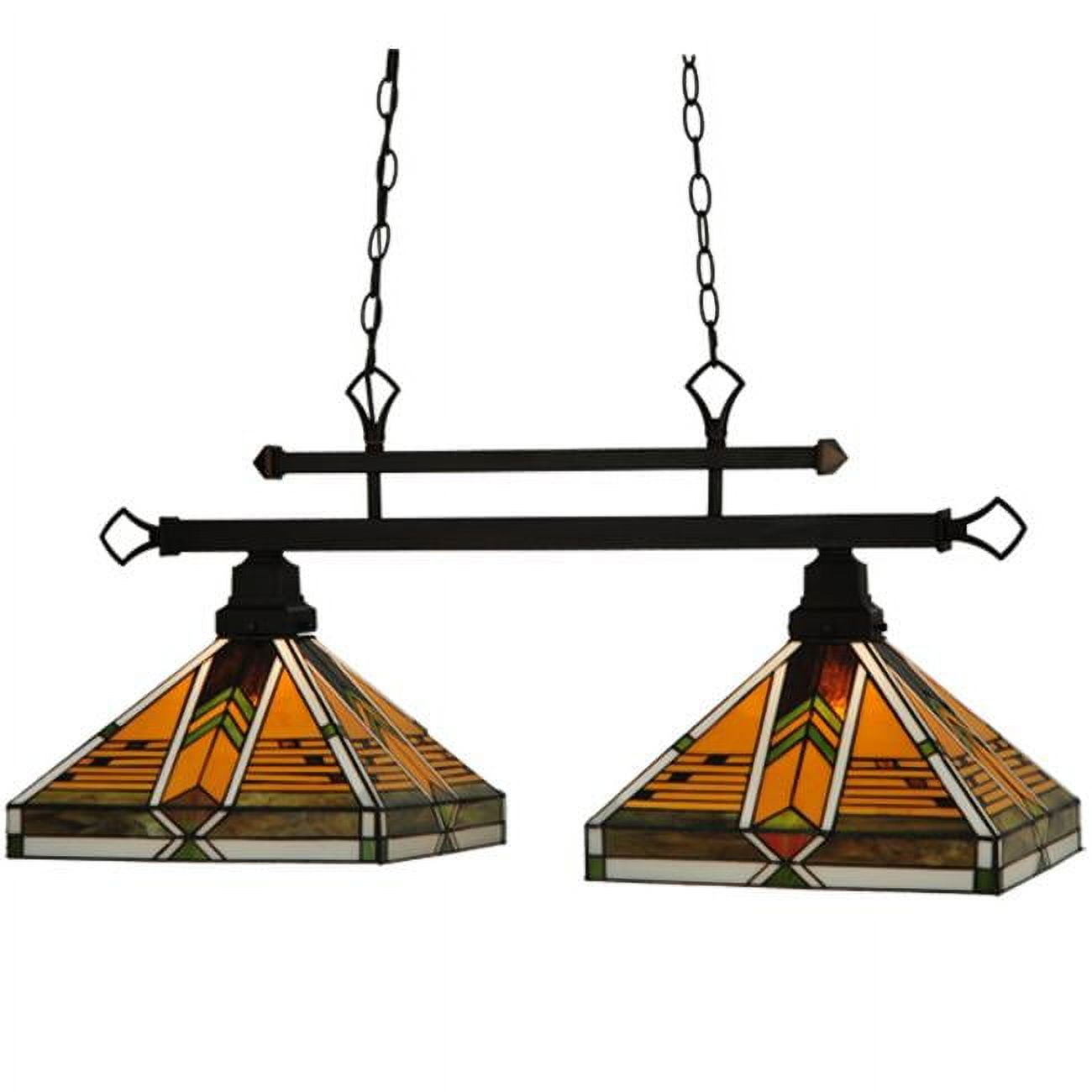 Abilene 2-Light Mahogany Bronze and Glass Island Pendant