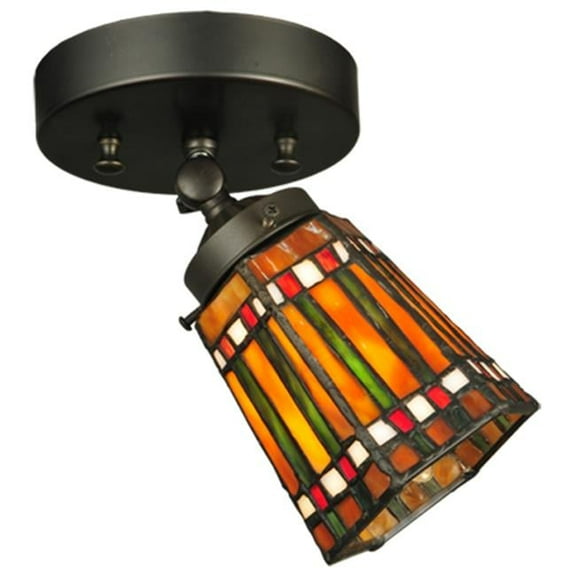 Meyda 131025 5 in. -9 in. Prairie Corn Swing Arm Flushmount, Mahogany Bronze