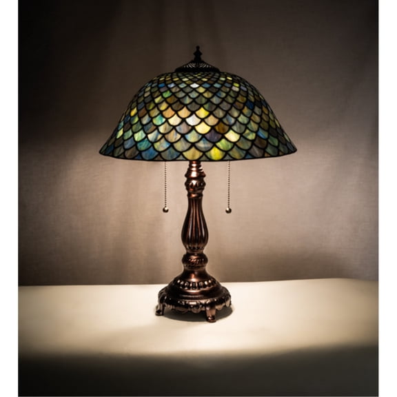 Meyda Tiffany 132148 Tiffany Fishscale 2 Light 22" Tall Buffet Table Lamp - MultiColor