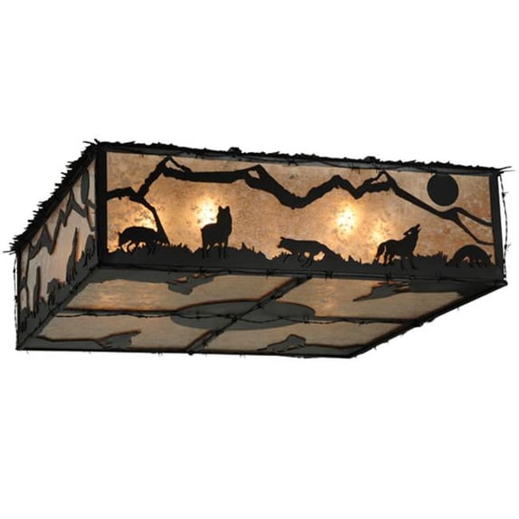 Meyda Tiffany 136276 Wolf On The Loose 8 Light 51" Wide Flush Mount Square Ceiling Fixture