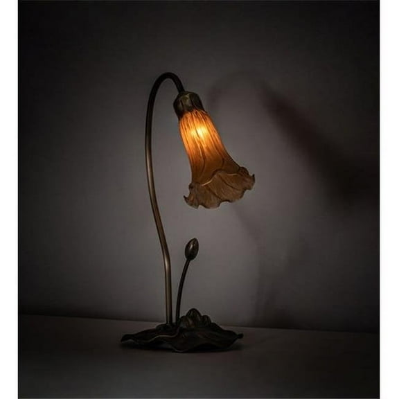 Meyda Tiffany 13703 Pond Lily - One Light Accent Lamp Amber  Mahogany Bronze Finish