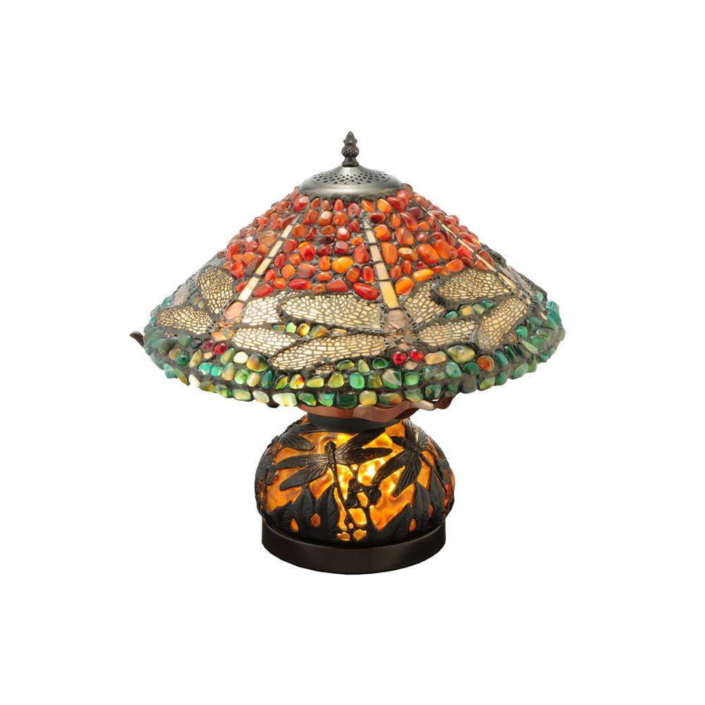 Meyda 16.5" Dragonfly Polished Agate Lighted Base Table Lamp